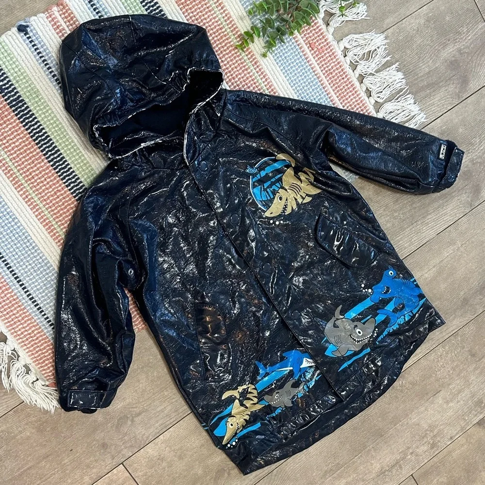 Free w any purchase- children’s place toddler boy hooded rain coat shark print